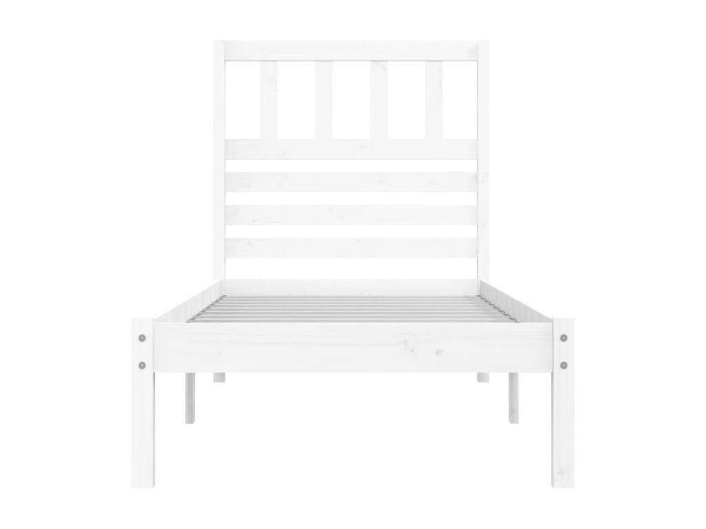 White Bed Solid Pine Wood 75x190 Small Single 4
