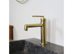 Meublita low-profile basin mixer tap in brushed gold - Meublita
