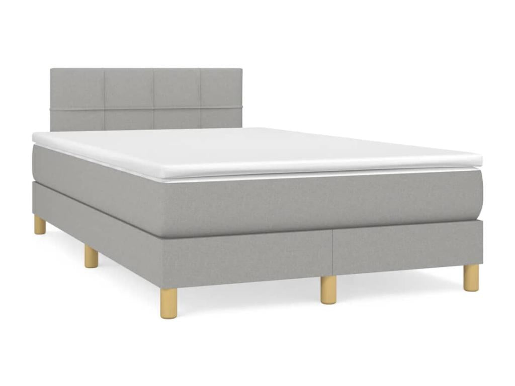 Meublita bed base and light grey mattress 120x190 cm fabric
