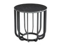 Meublita - Round Side Table with Marble-Effect Ceramic Top and Anthracite Grey Metal Frame