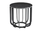 Meublita - Round Side Table with Marble-Effect Ceramic Top and Anthracite Grey Metal Frame