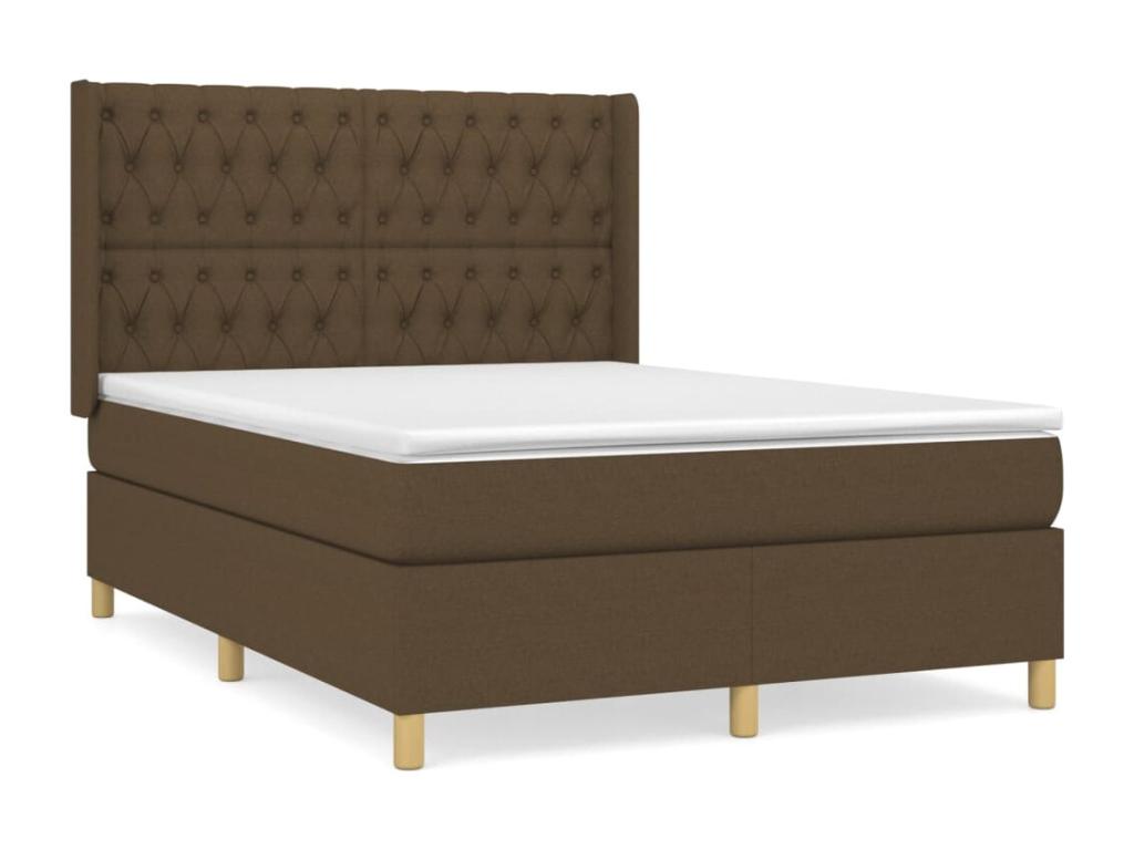 Upholstered bed base with mattress, dark brown, 140x200 cm