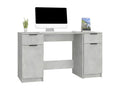 Desk with side cabinet, concrete grey, engineered wood