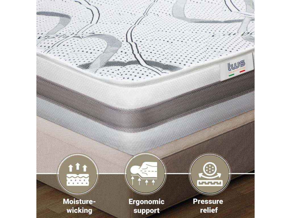 Double Mattress 170x190 with Memory Foam - Premium Quality - Height 20 cm - Made in Italy