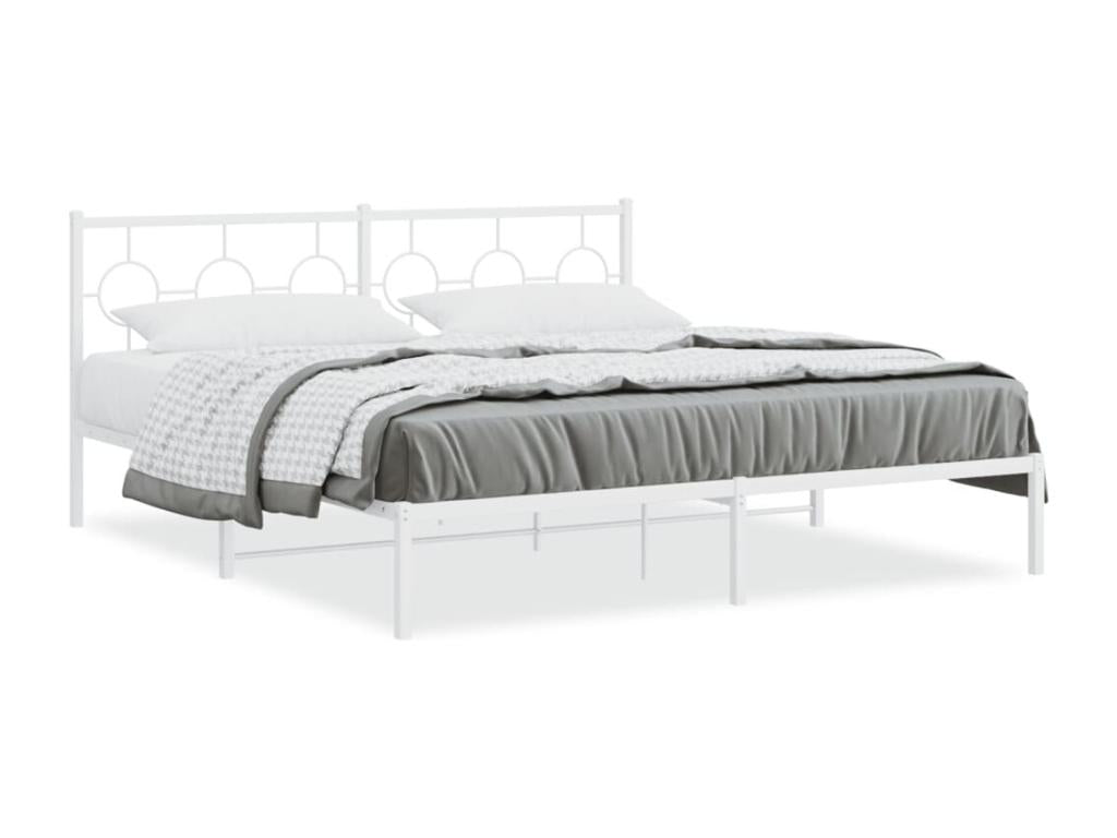 Metal bed frame with white headboard 183x213