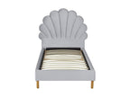 Shell bed 90x190 cm - Velvet - Light grey - Meublita