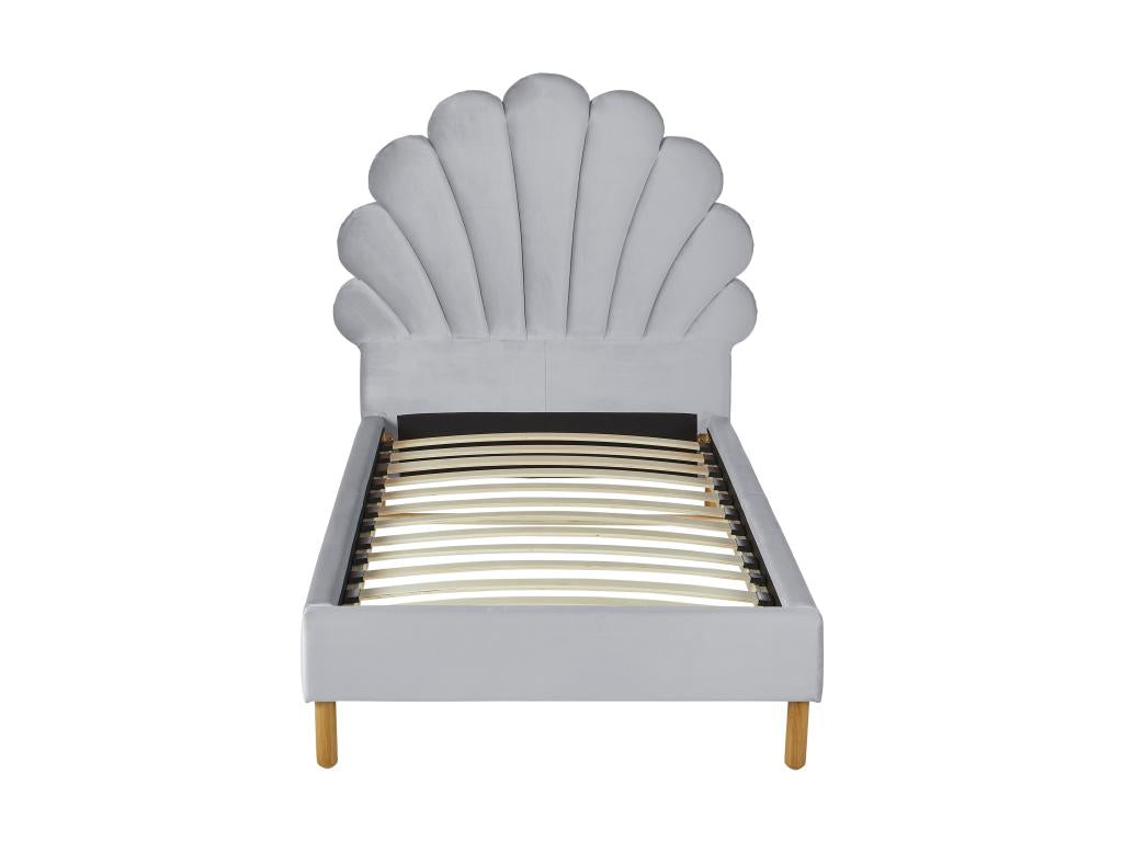 Shell bed 90x190 cm - Velvet - Light grey - Meublita