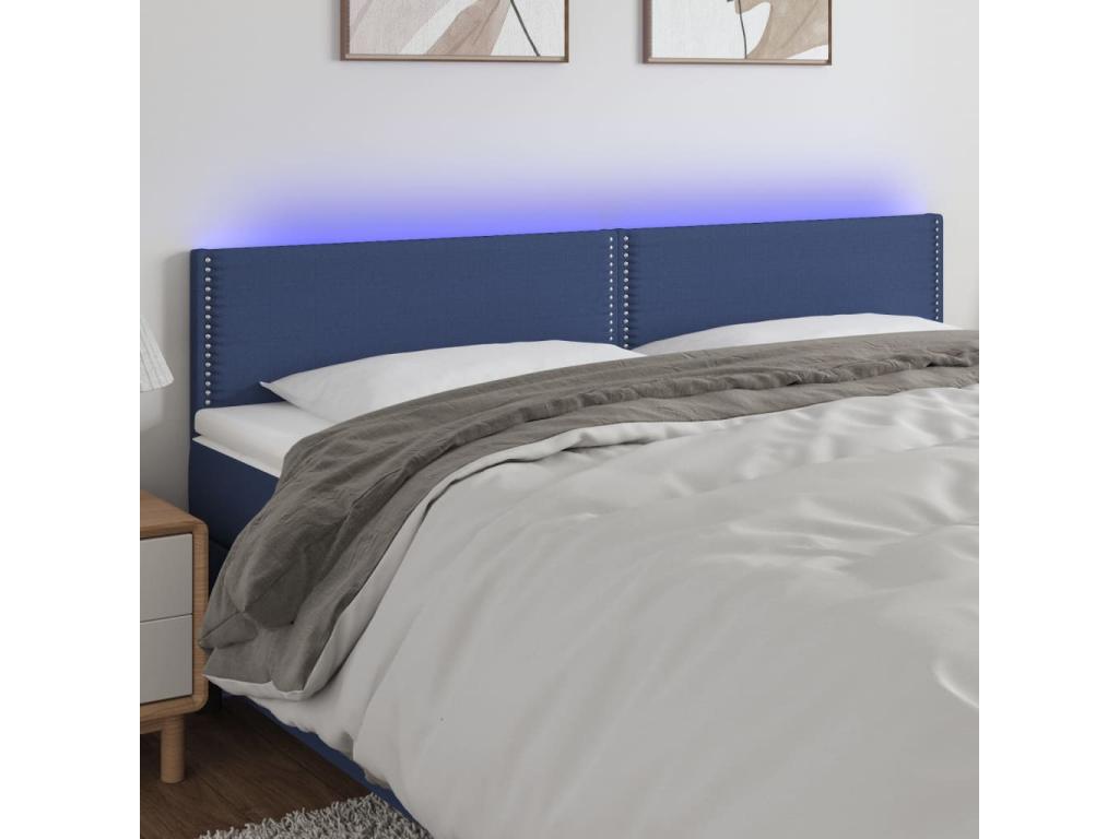 Blue LED Headboard 160x5x78/88 cm Fabric