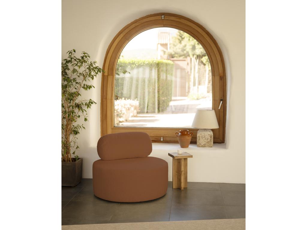 Round looped armchair in copper-brown color, 105x50cm