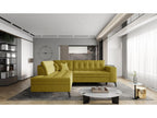 Meublita 260cm Left-Hand Corner Upholstered Convertible Sofa in Soft, Shiny Lemon Yellow Fabric
