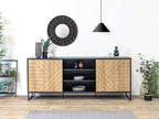 TALESA Pyramid 2-Door Buffet 82x200x45 cm Black and Oak