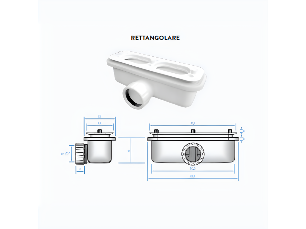 140x95 cm Grey Shower Tray by Meublita, Meublita PLUS Line, Made of Resin and Marble Powder, with Side Grid in Marble Resin