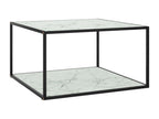 Black coffee table with white marble top, 90x90x50 cm