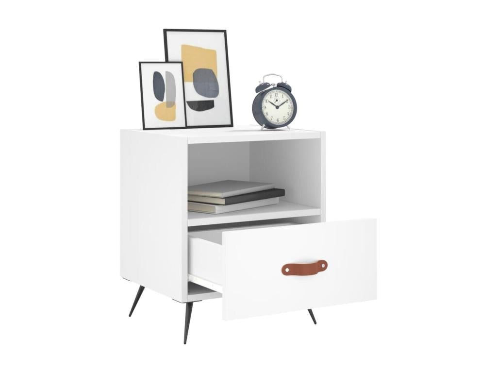 2-piece bedside tables, white, 40x35x47.5 cm, engineered wood