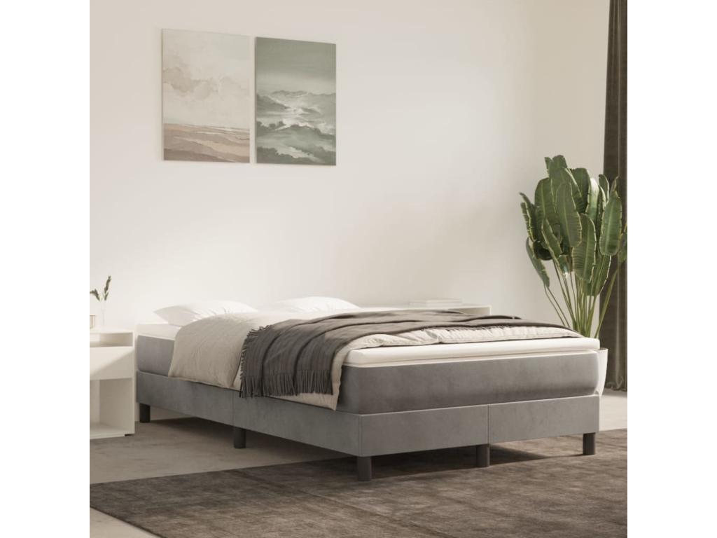 Meublita bed base and mattress, light grey, 120x200cm, velvet