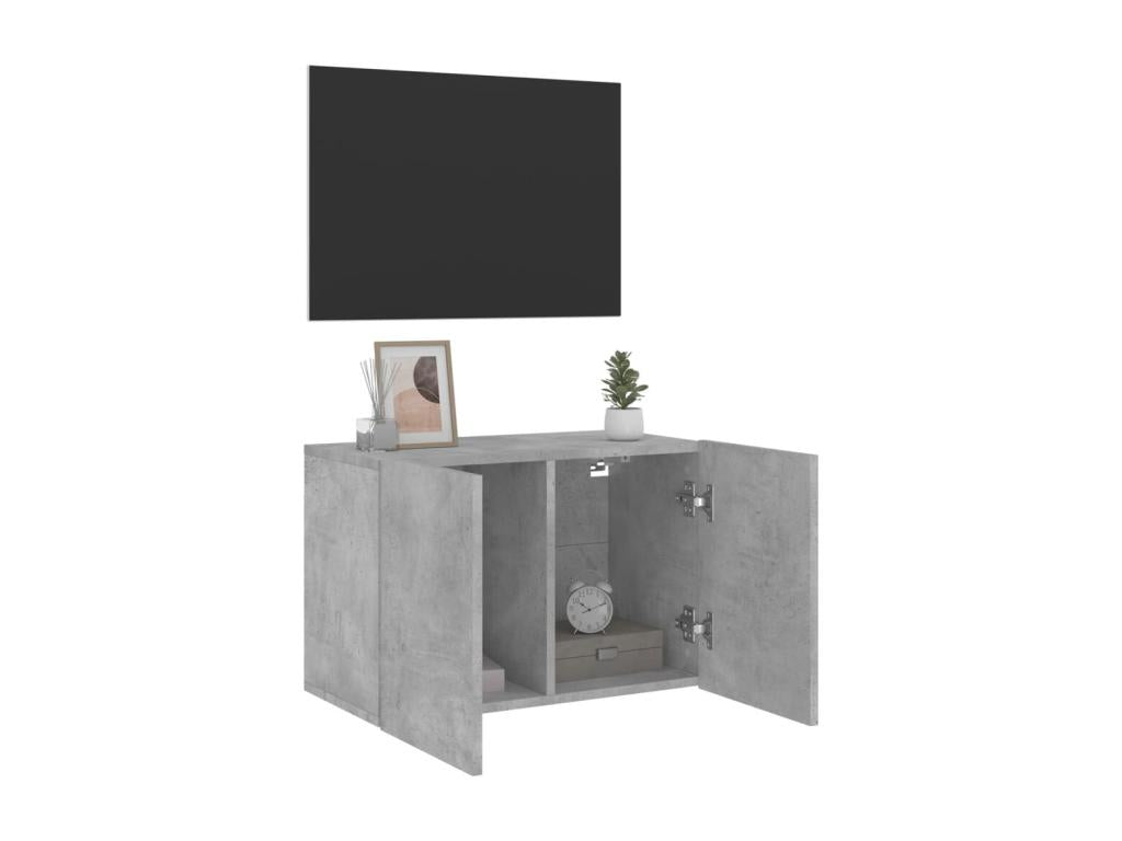 Concrete grey wall-mounted TV unit, 60x30x41 cm