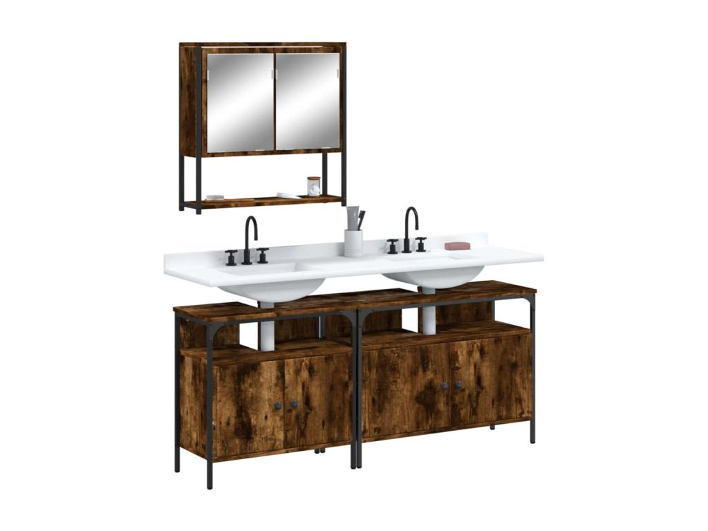 3-piece bathroom furniture set, smoked oak