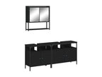 3-piece bathroom furniture set, black engineered wood