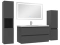 Bathroom furniture set 100cm with pedestal sink and LED mirror in anthracite
