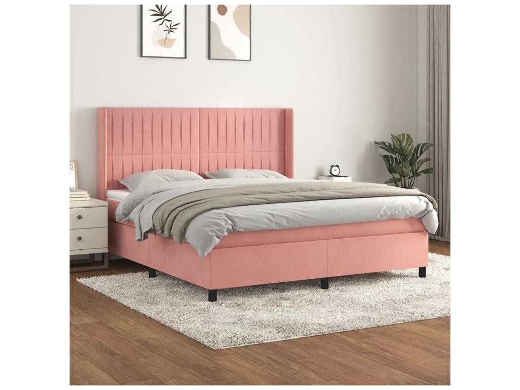Meublita bed base with 180x200 cm pink velvet mattress
