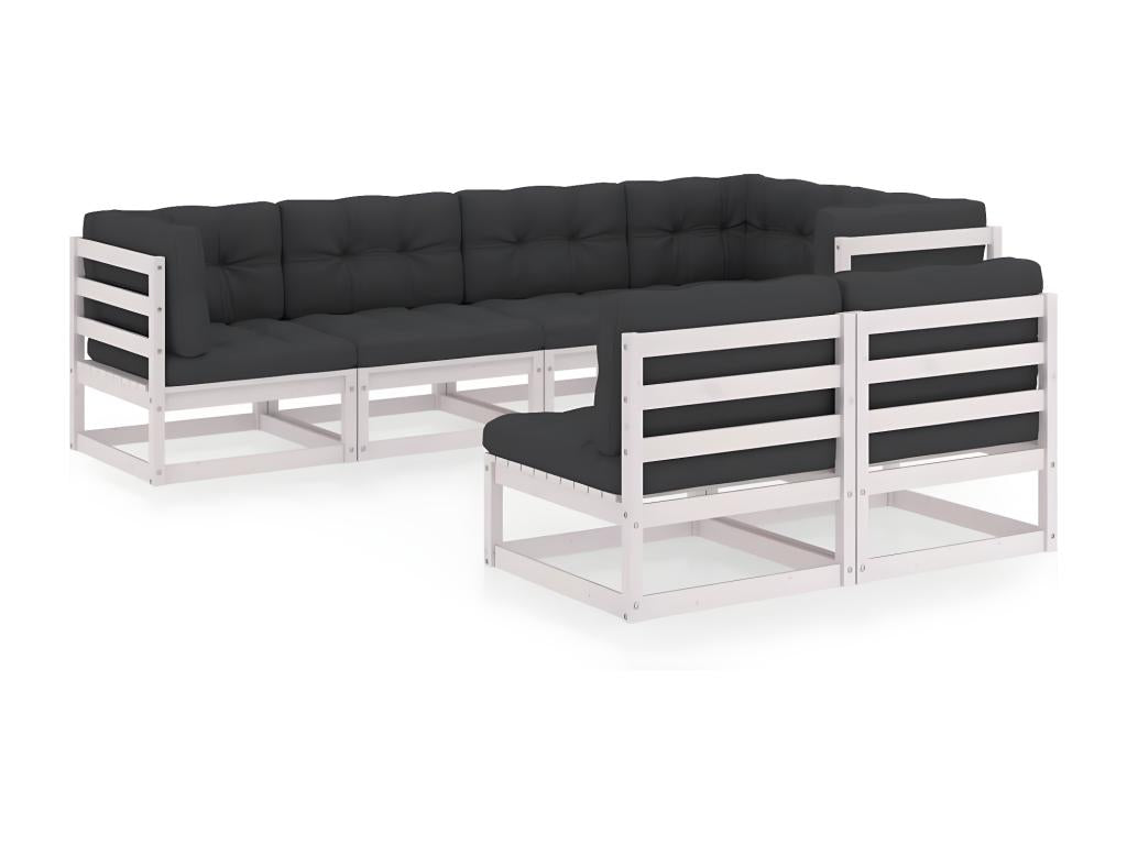 7-piece garden furniture set with cushions, solid pine wood