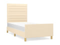 Cream bed frame without mattress, 100x200 cm, fabric