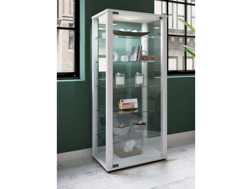 Vertchez wood glass display case for collections glass display case for stands Kavisa L White display case