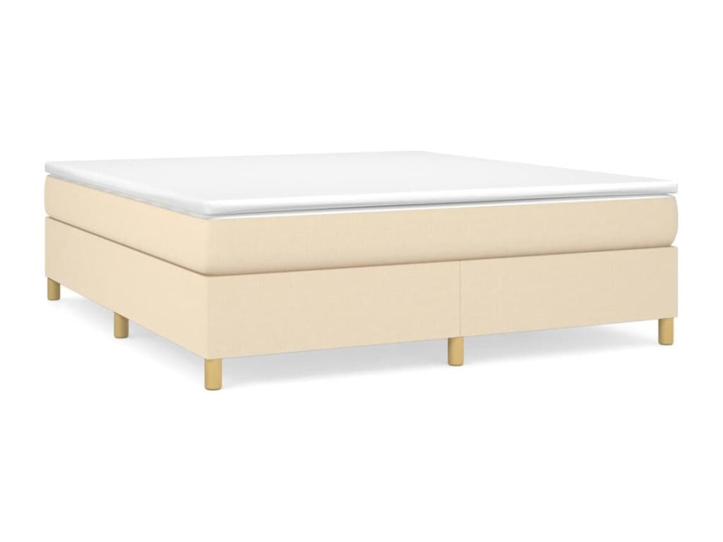 Upholstered bed base with mattress, Cream, 180x200 cm, Fabric