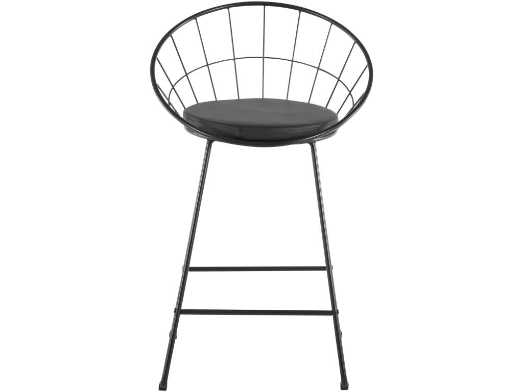 Vertchez - Bar stool set of 2 in PU/metal black