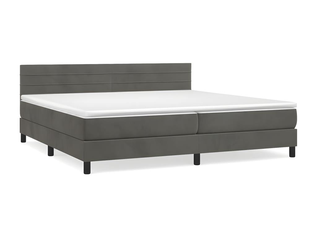 Upholstered bed base and mattress, Dark Grey 200x200 Velvet 4