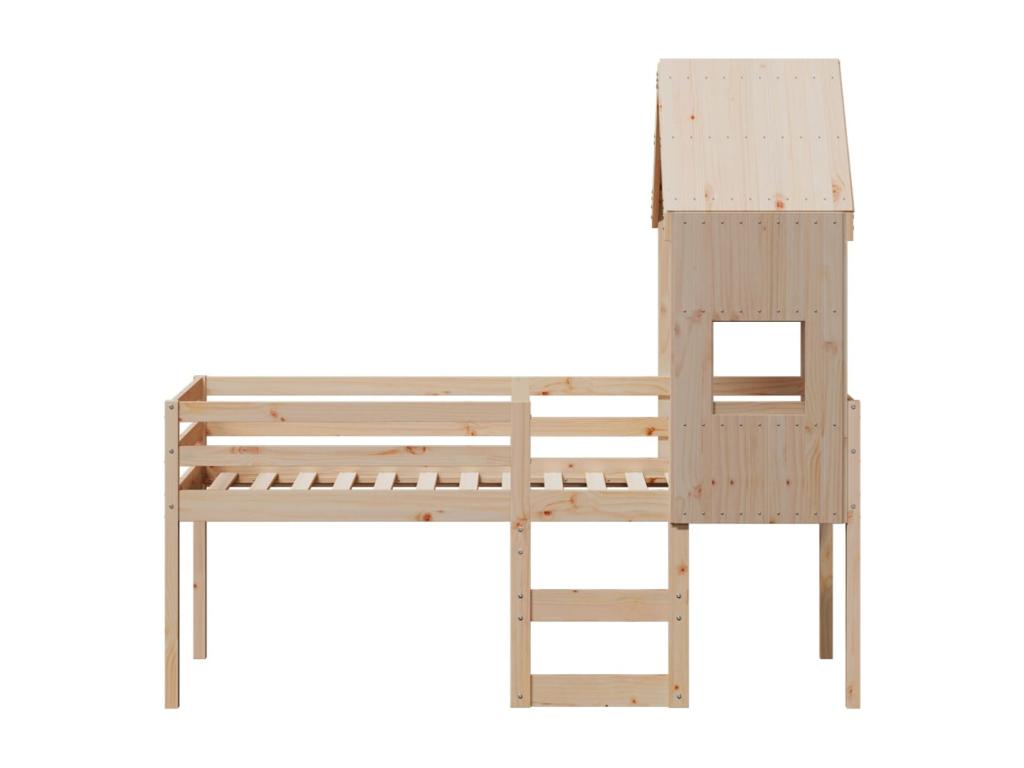 High bed without mattress 90x190 cm solid pine wood