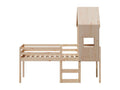 High bed without mattress 90x190 cm solid pine wood