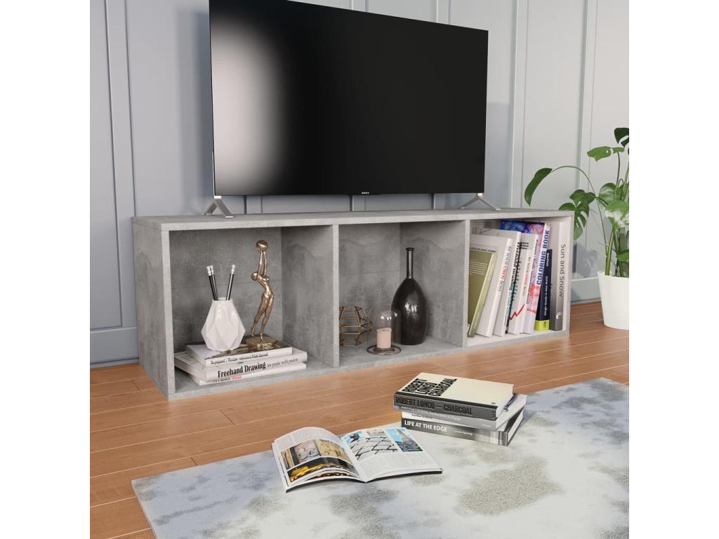 Concrete Grey Bookshelf/TV Unit 36x30x114cm Engineered Wood