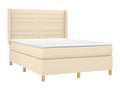 Meublita bed base with mattress and LED lighting, Cream, 140x190 cm, Fabric