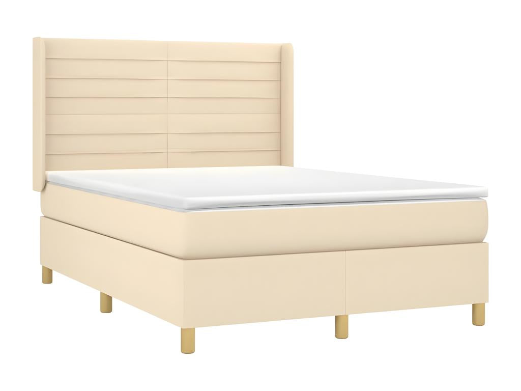 Meublita bed base with mattress and LED lighting, Cream, 140x190 cm, Fabric