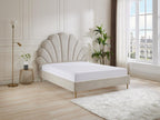 Seashell bed 140x190 cm - Fabric - Beige - Meublita