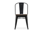 Industrial chair in polished steel with a solid brown wood seat, Meublita - Dark Grey color