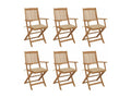 6-piece folding garden chairs with cushions, Meublita wood