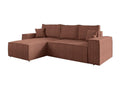 Meublita 108 Pink Corner Sofa with Sleeping Function and Bedding Box, 279x181x94cm