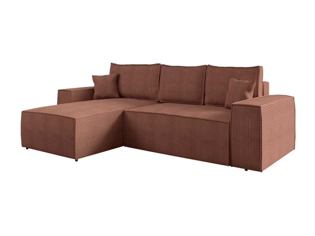 Meublita 108 Pink Corner Sofa with Sleeping Function and Bedding Box, 279x181x94cm