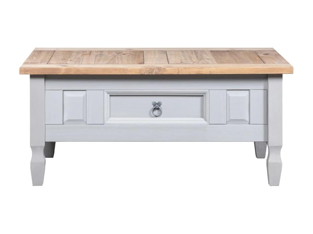 Mexican pine coffee table, Meublita range, grey, 100x60x45 cm
