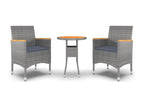 3-piece garden dining set, grey woven resin