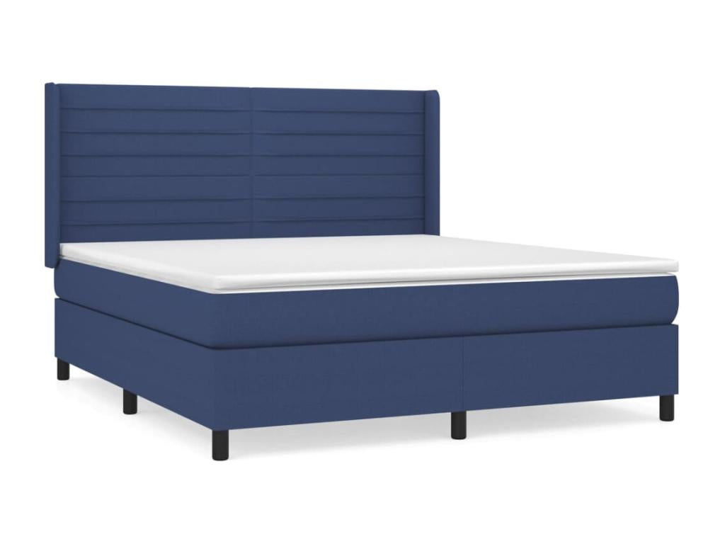 Upholstered bed base with mattress, blue, 180x200 cm, fabric