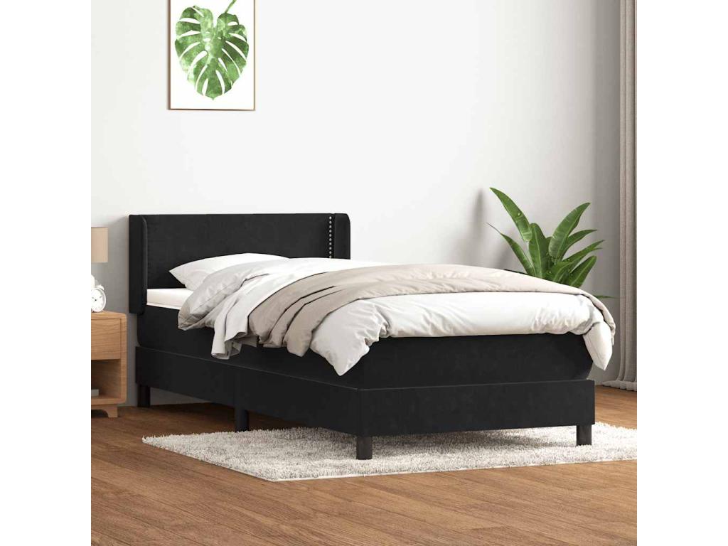 Meublita bed base with black 80x220 cm velvet mattress