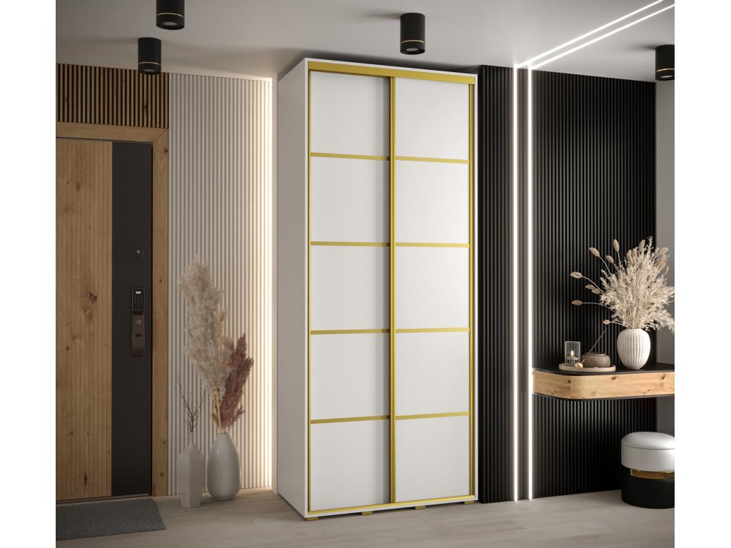 Vertchez 4-Door Sliding Wardrobe 235.2/100/45 2 Doors White/White/Gold