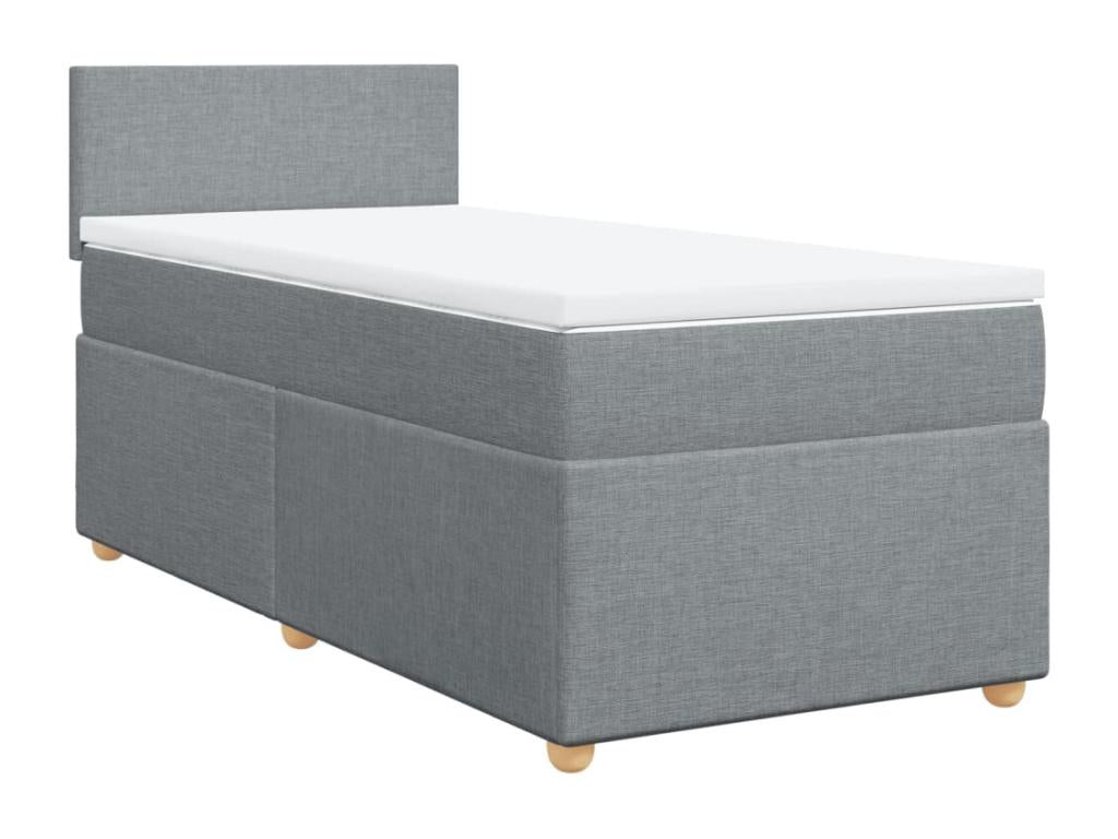 Meublita bed base with light grey mattress 90x200 cm fabric
