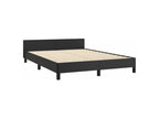 Black bed frame with headboard, 140x200 cm, faux leather