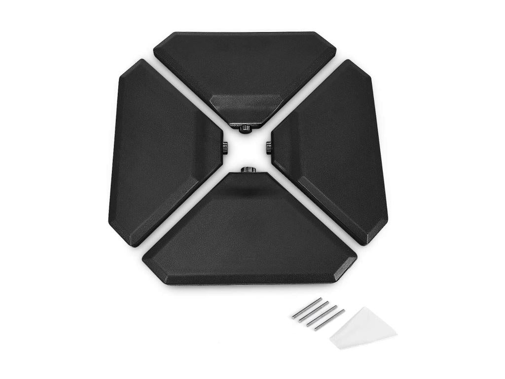 Heavy Duty Parasol Base, 4 Plates, 83x83cm, Filled with Water or Sand, 70kg, with Filling Holes for Cantilever Parasol