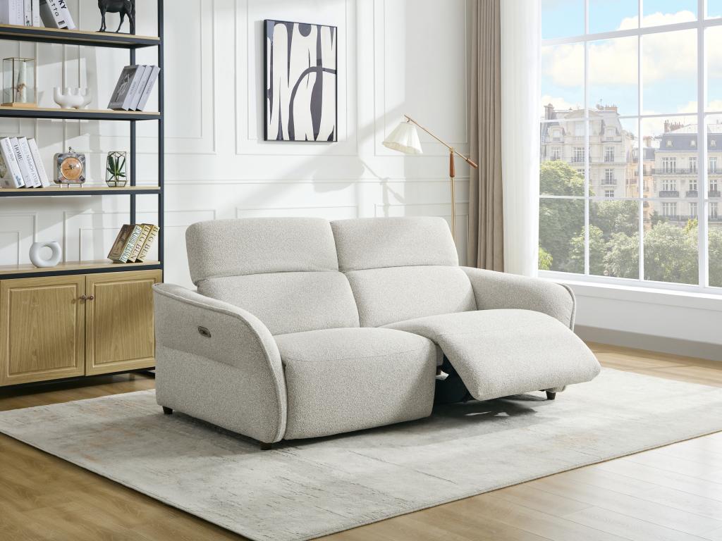 Meublita 3-seater electric sofa in beige textured fabric