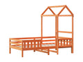 Bed frame with roof, without mattress, brown wax finish, 80x200 cm